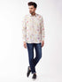 Men's Multicolour-Base-Cream Muslin Ethnic Shirtt